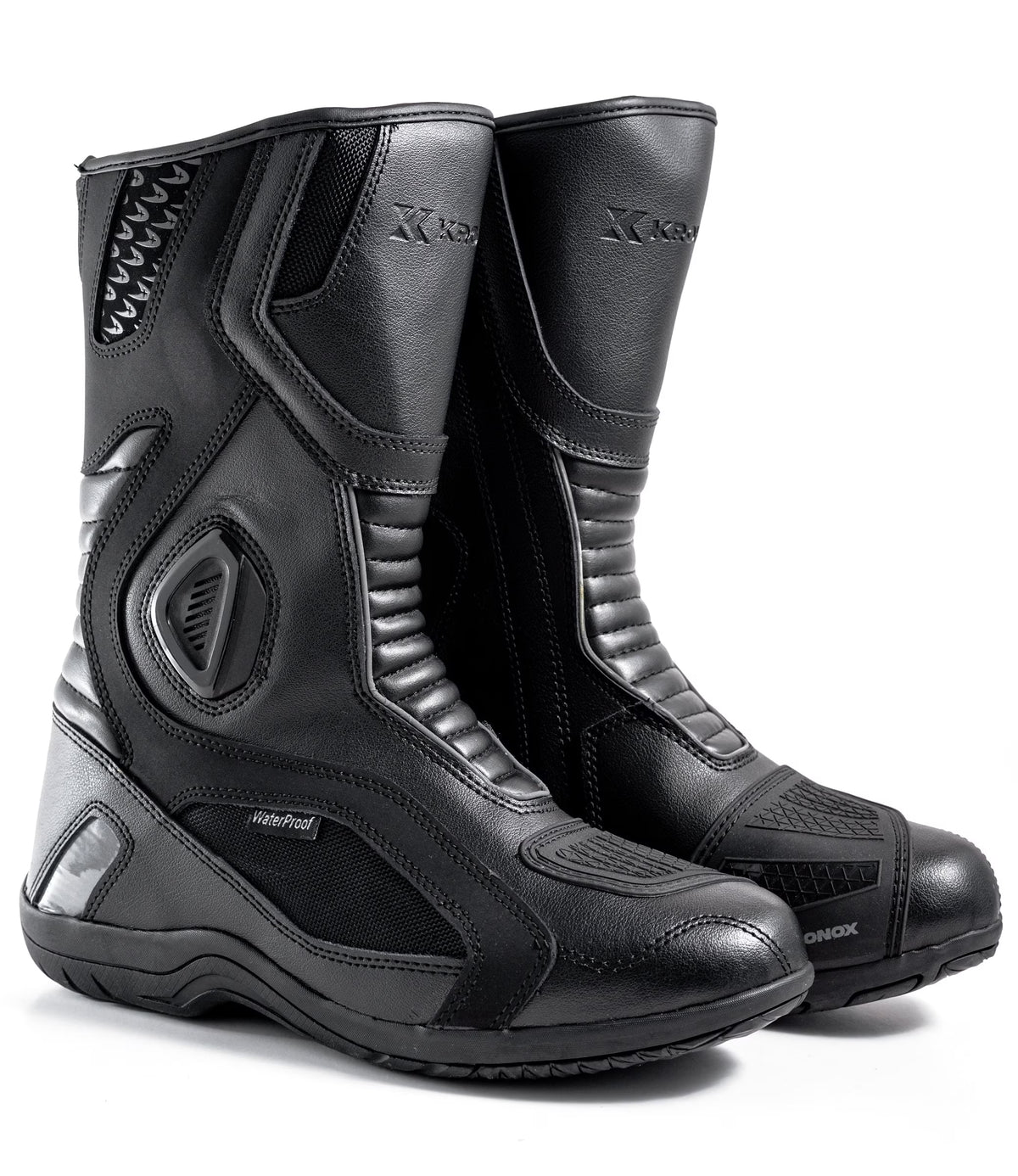 Black Synthetic & Real Leather Motorcycle Touring Boots Size 11 H86435