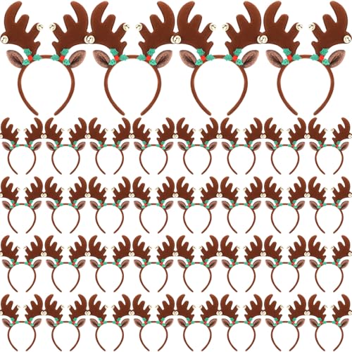 36 Pcs Christmas Reindeer Antler Headbands with Bell W423348