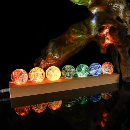 40mm Glass Ball Night Light with LED Wooden Base E9995
