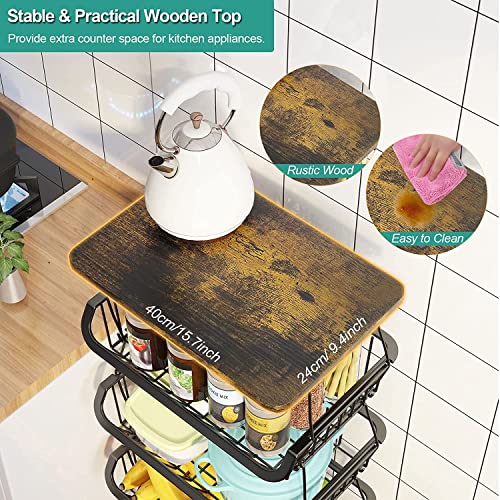 5 Tiers Metal Kitchen Storage Cart with Wheels C296363