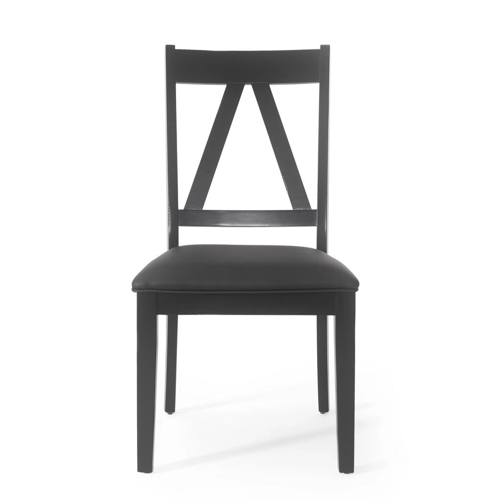 Black Faux Leather Wood Dining Chairs Set of 2 I544