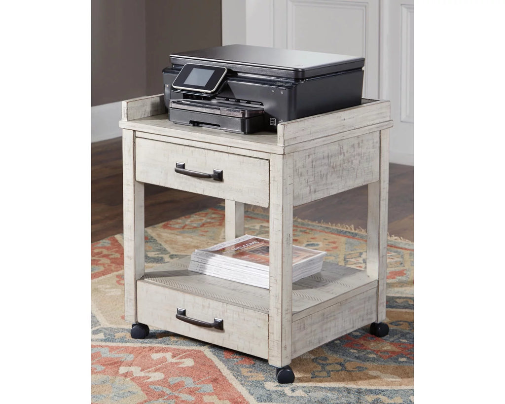 Whitewash Printer Stand with 2 Drawers Q565