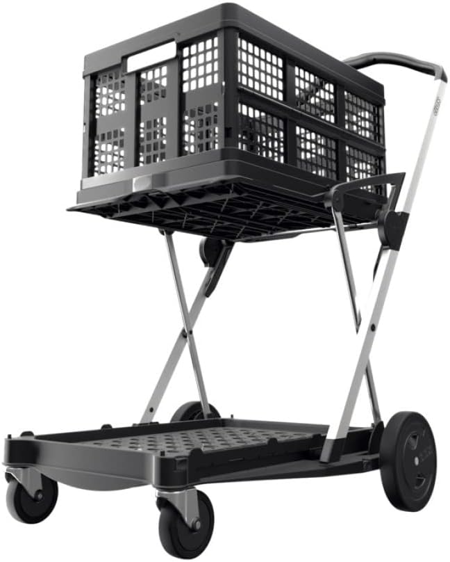Collapsible Folding Trolley Cart with Storage Crate Green R27363