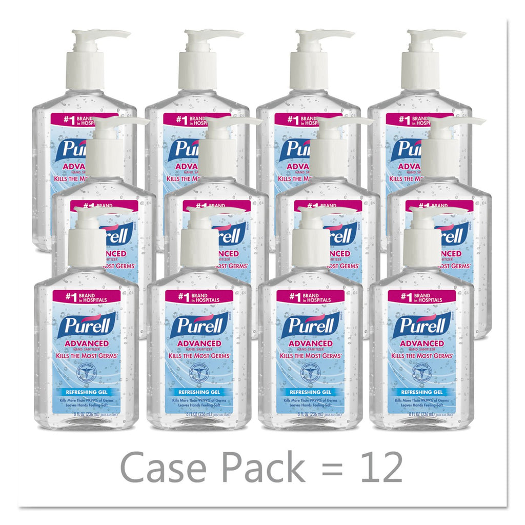 8 fl oz Pump Bottle Pack of 12 Hand Sanitizer Gel Q10684