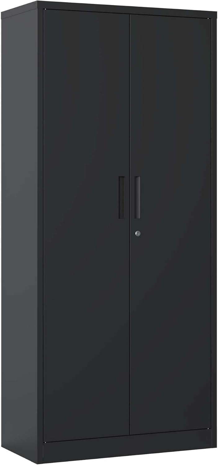 71" H Metal Garage Storage Cabinet with Doors and 4 Shelves A9686