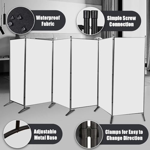 Black 6 Panel 6 ft Folding Room Divider U927995