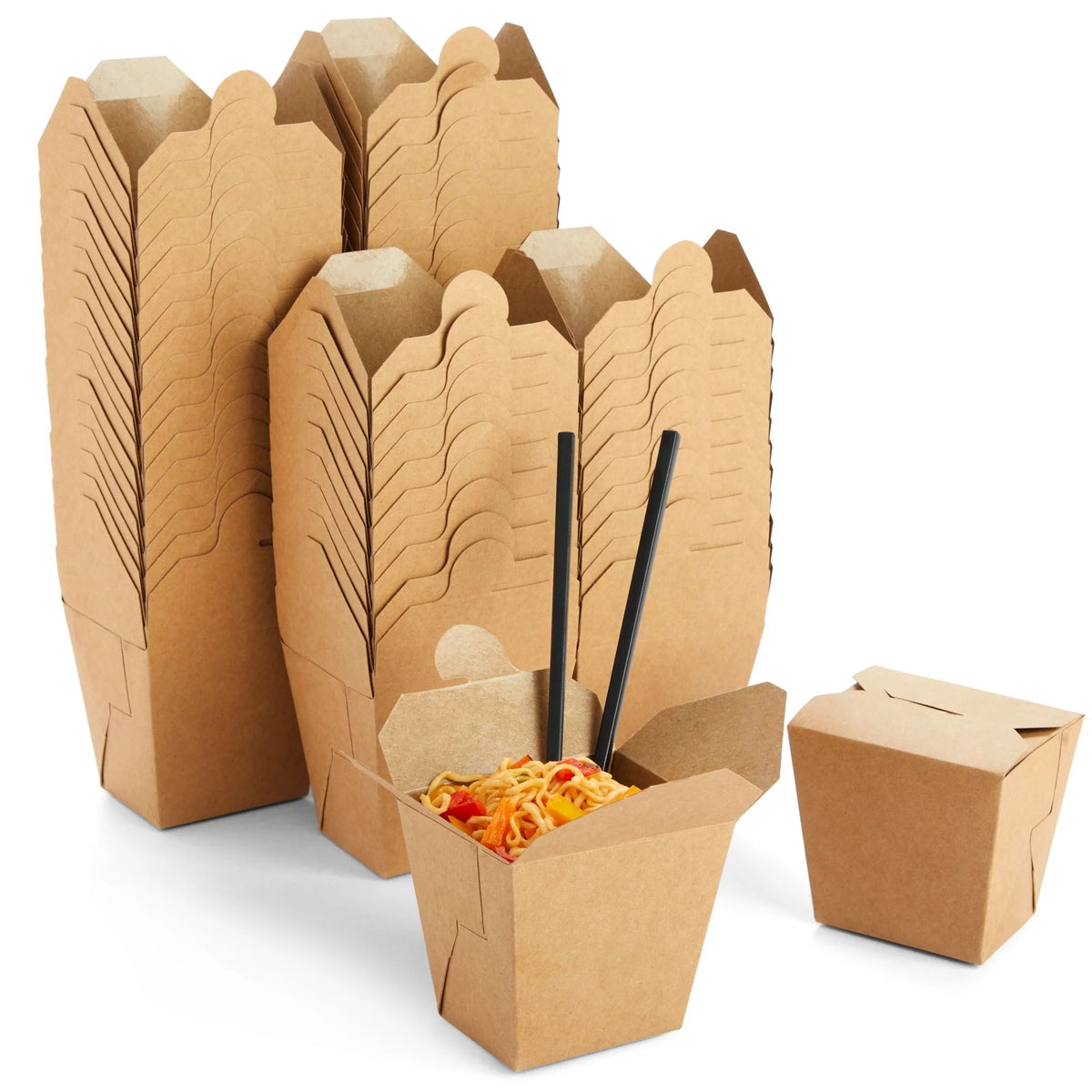 60 Pack 16oz Kraft Paper Take Out Food Containers W91534