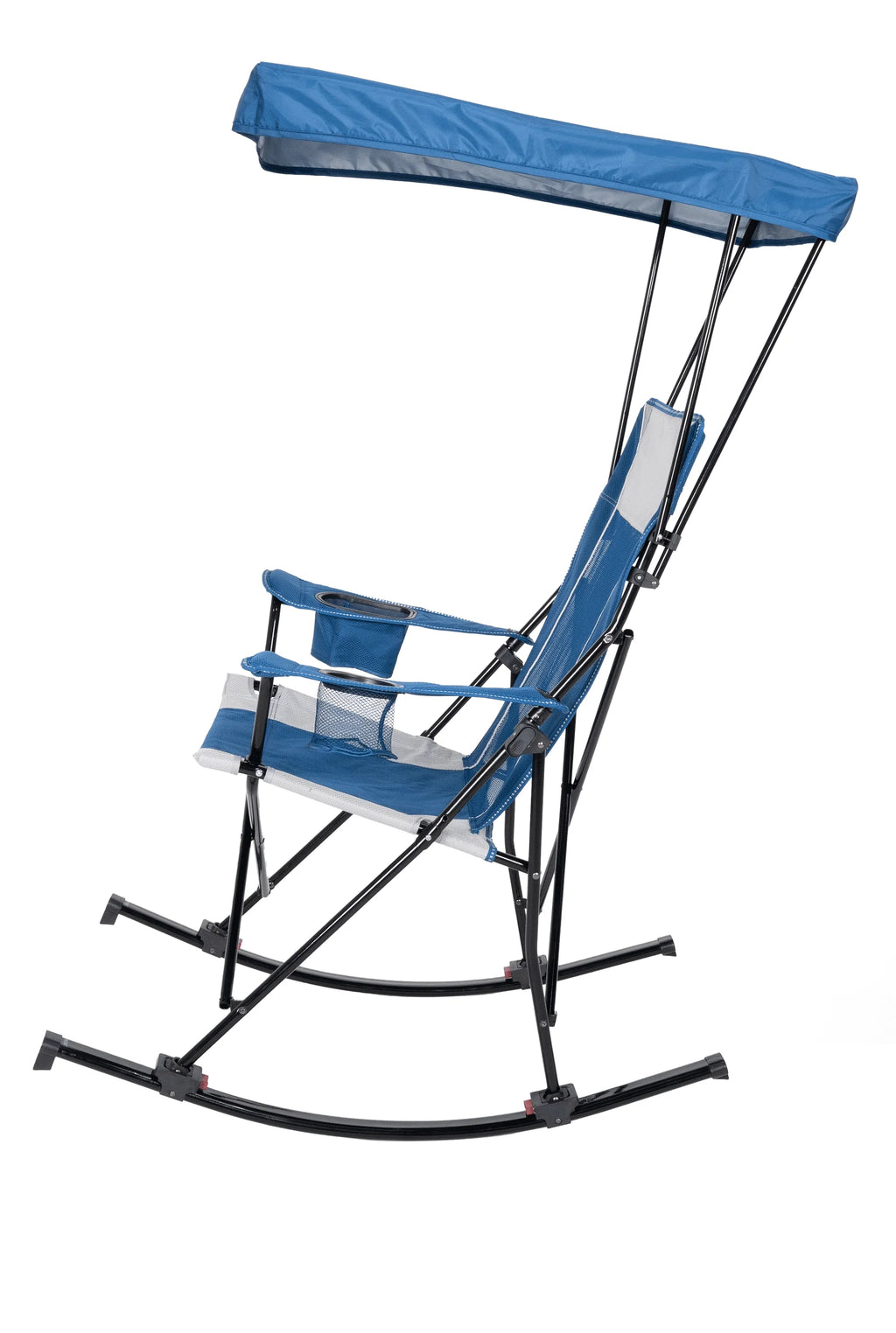 Blue and Grey Mesh Rocking Camp Chair with Canopy C716680