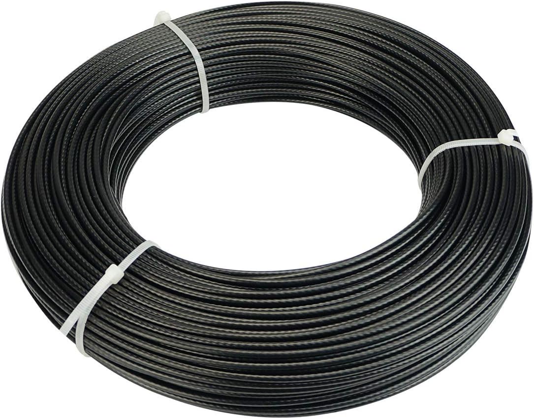 Black Vinyl Coated Stainless Steel Wire Rope 165ft 1/8 inch Thru 3/16 inch F9906