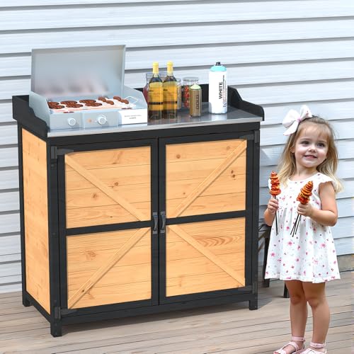 Potting Bench with Metal Table Top J679749