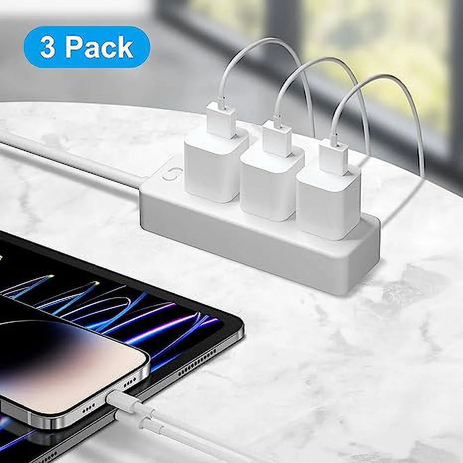 3 Pack iPhone Wall Charger with 6FT Charger Cord K149