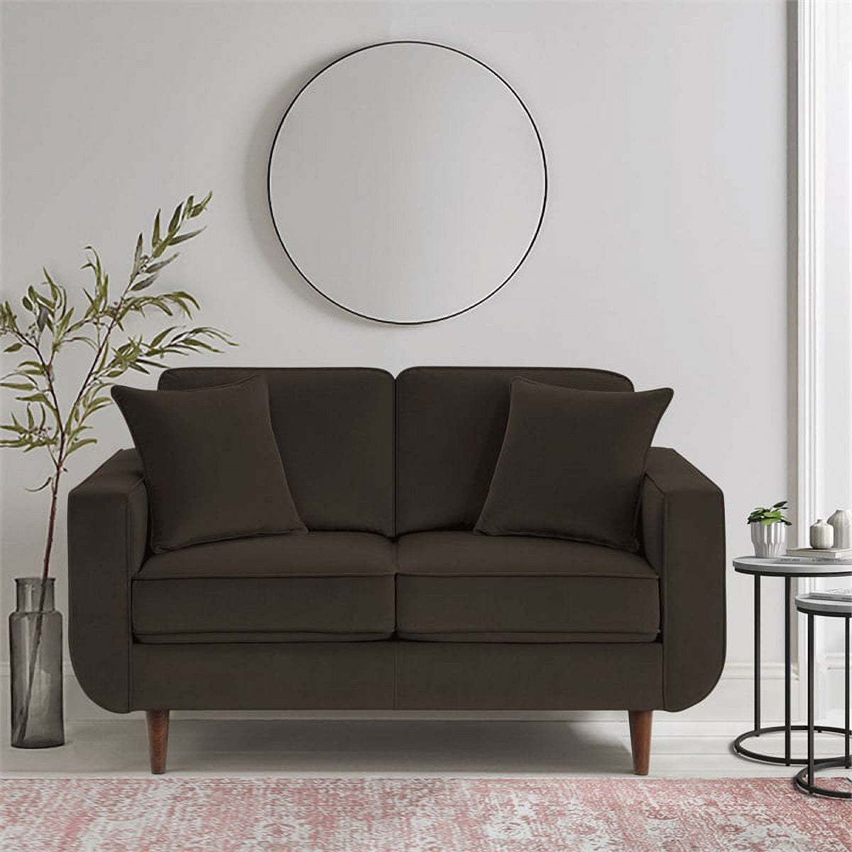 Chocolate Velvet Wood Loveseat Y107721
