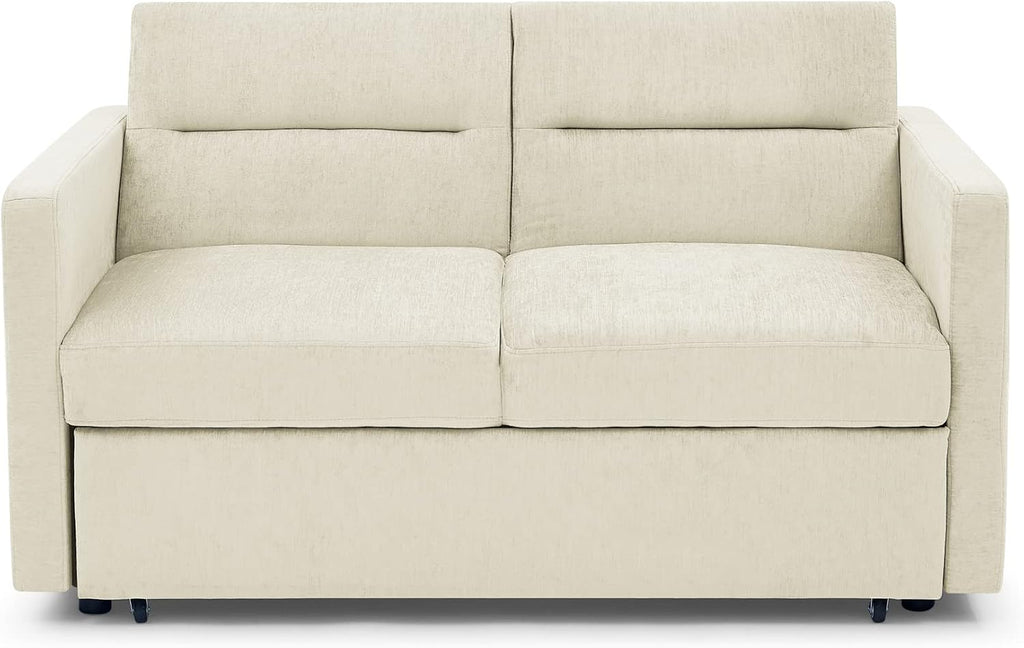 Beige Velvet 3 in 1 Convertible Sleeper Sofa P65659