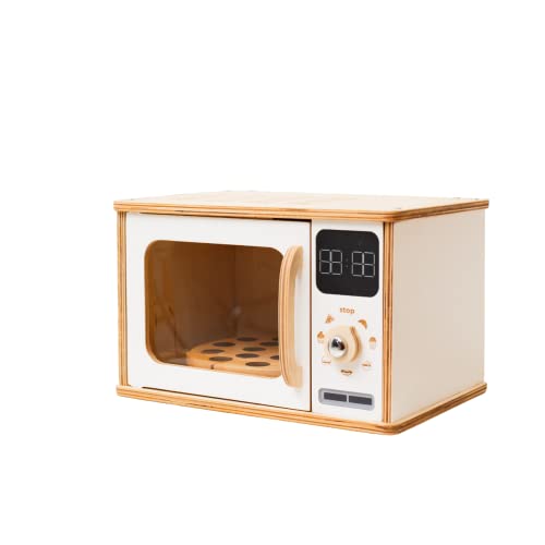 Dark Walnut Wooden Kids Microwave Oven Toy J8426
