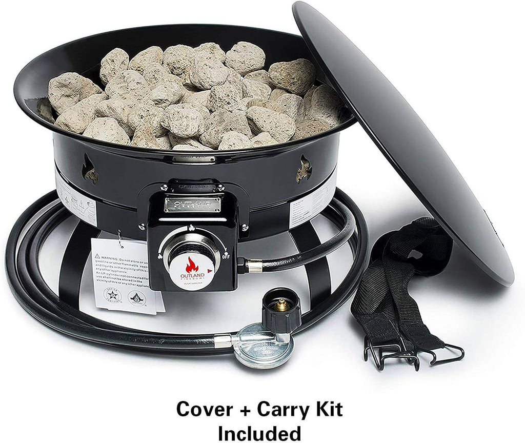 Portable Propane Gas Fire Pit with Cover & Carry Kit, 19-Inch 58,000 BTU, Black X452203