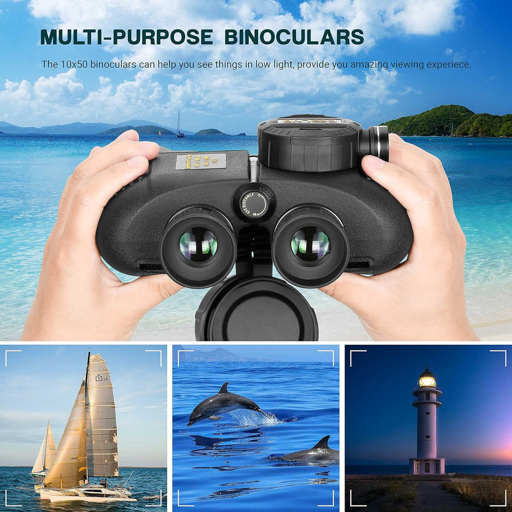 10X50 Waterproof Marine Binoculars with Rangefinder and Compass H5848