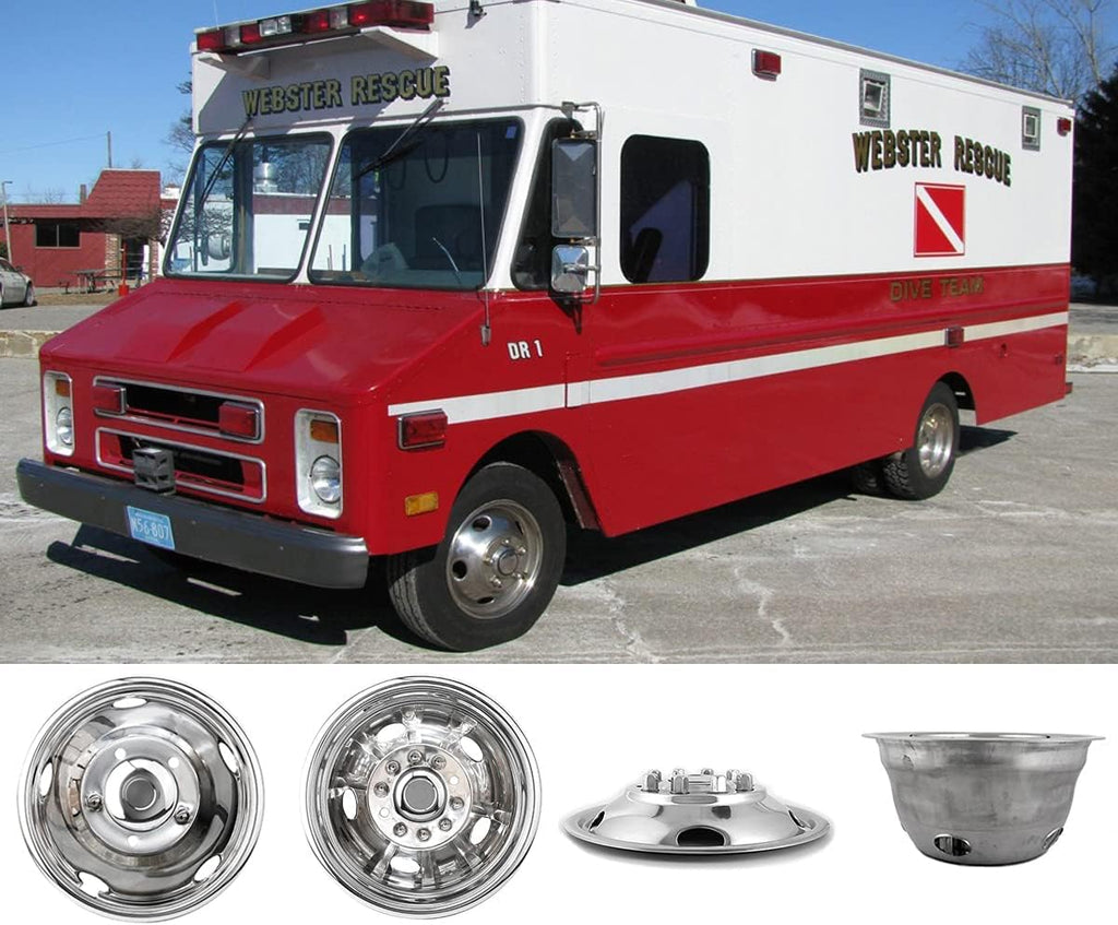 16 Polished Stainless Steel 8 Lug Dually Wheel Simulators D84021