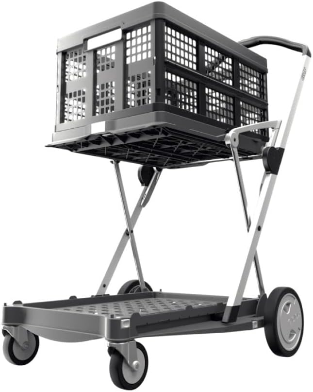 Collapsible Folding Trolley Cart with Storage Crate Green R27363