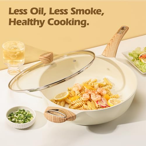 12 Inch Nonstick Deep Frying Pan with Lid Q2934