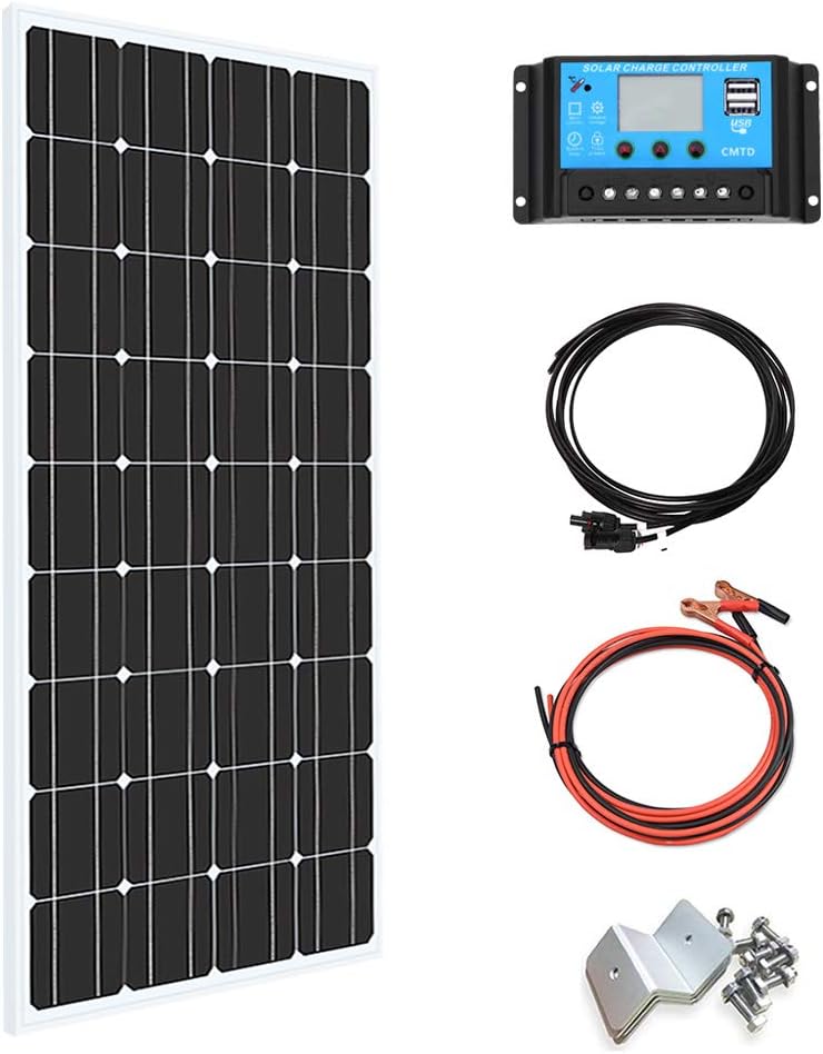 100W 12V Monocrystalline Solar Panel Kit with Charge Controller R31827