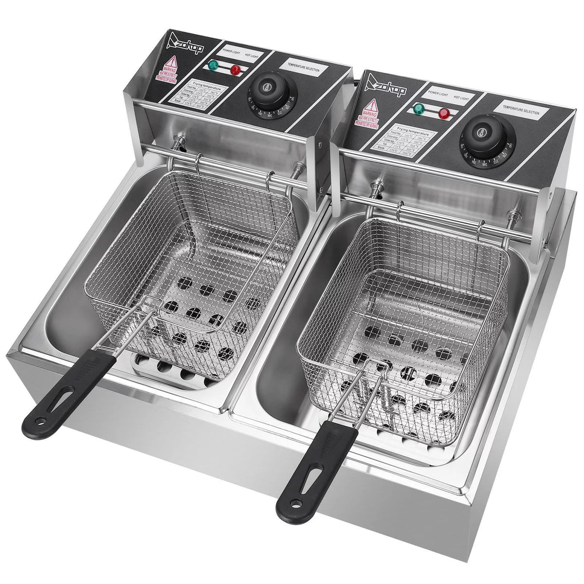 5000W 12L Stainless Steel Electric Deep Fryer with 2 Fry Baskets Z3678