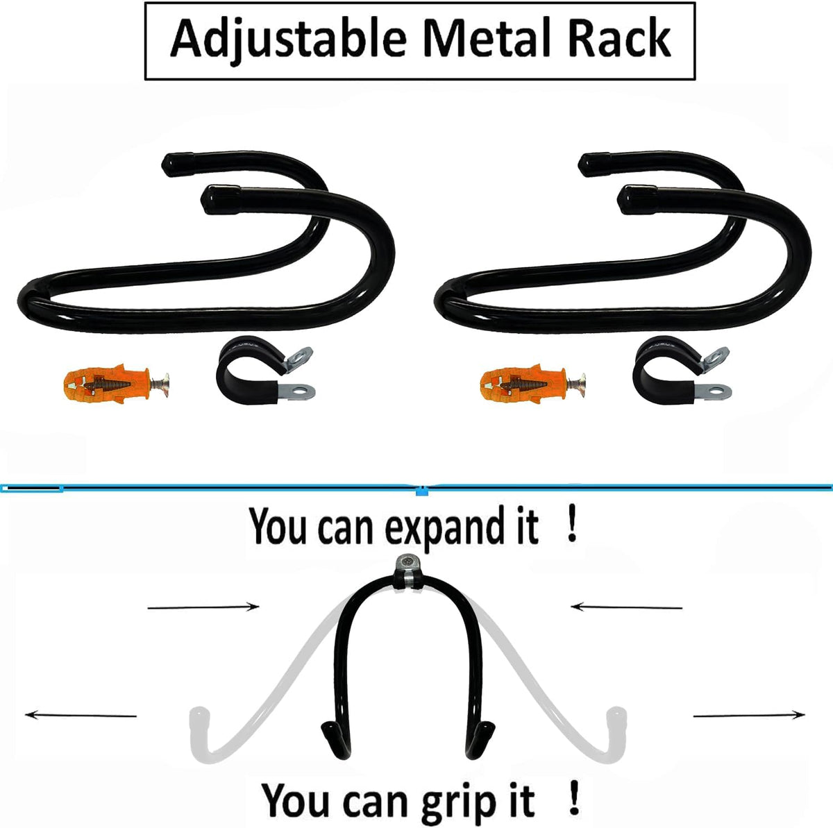 2 Pack Adjustable Black Metal Plate Hangers W735300
