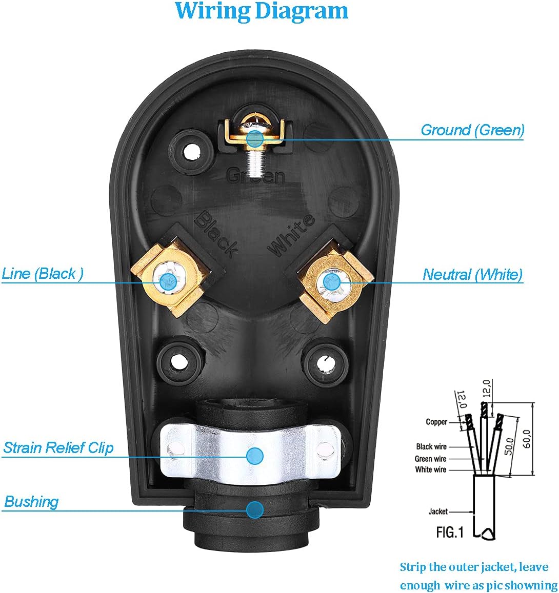 30 Amp RV Plug Male Replacement 3 Prong Electrical Power Connector Pack of 2 J97254