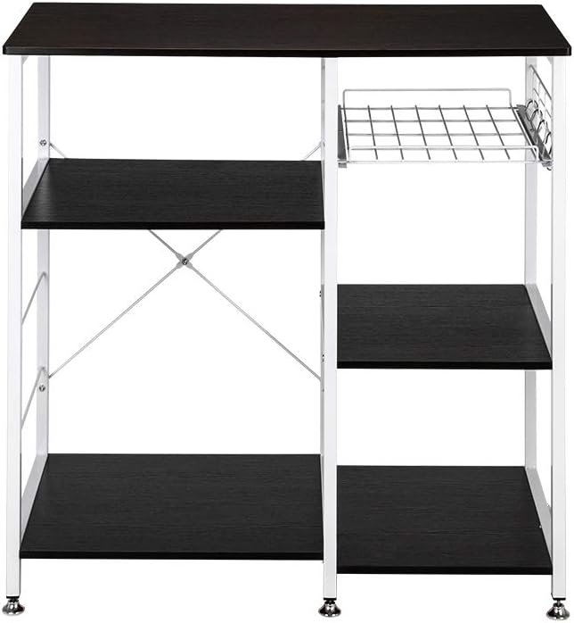 3-Tier Wood Microwave Cart with 6 Hooks E461766