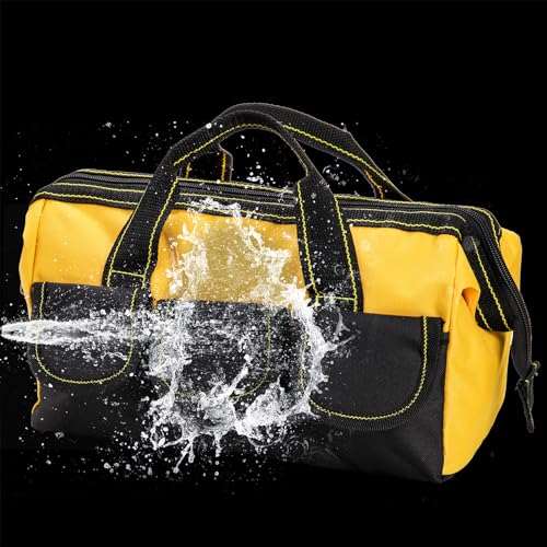 3 Pack 13 Inch Tool Bag with Waterproof Base, Heavy Duty Tool Storage Bag Organizer, 5 Pockets T98139