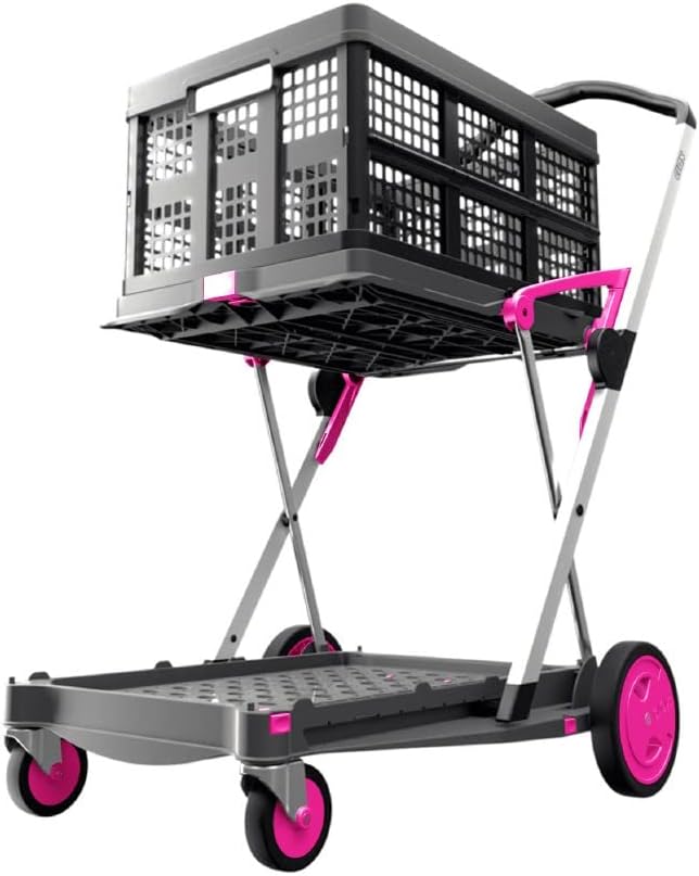 Collapsible Folding Trolley Cart with Storage Crate Green R27363