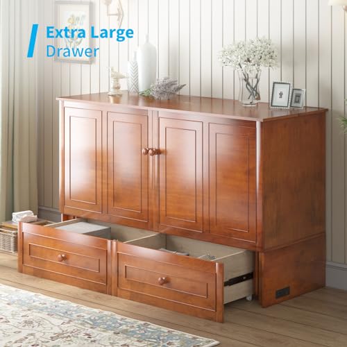 Queen Size White Murphy Bed Cabinet with USB Charging Station H88631