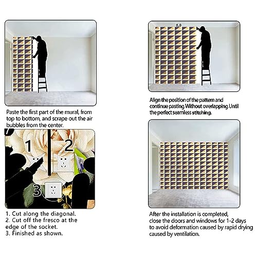 Brown Wall Sticker Geometry Lattice Line Wallpaper 118" X 110" F945754