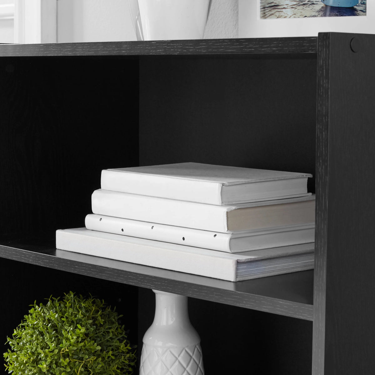 3-Shelf Bookcase with Adjustable Shelves, Black Oak R6473