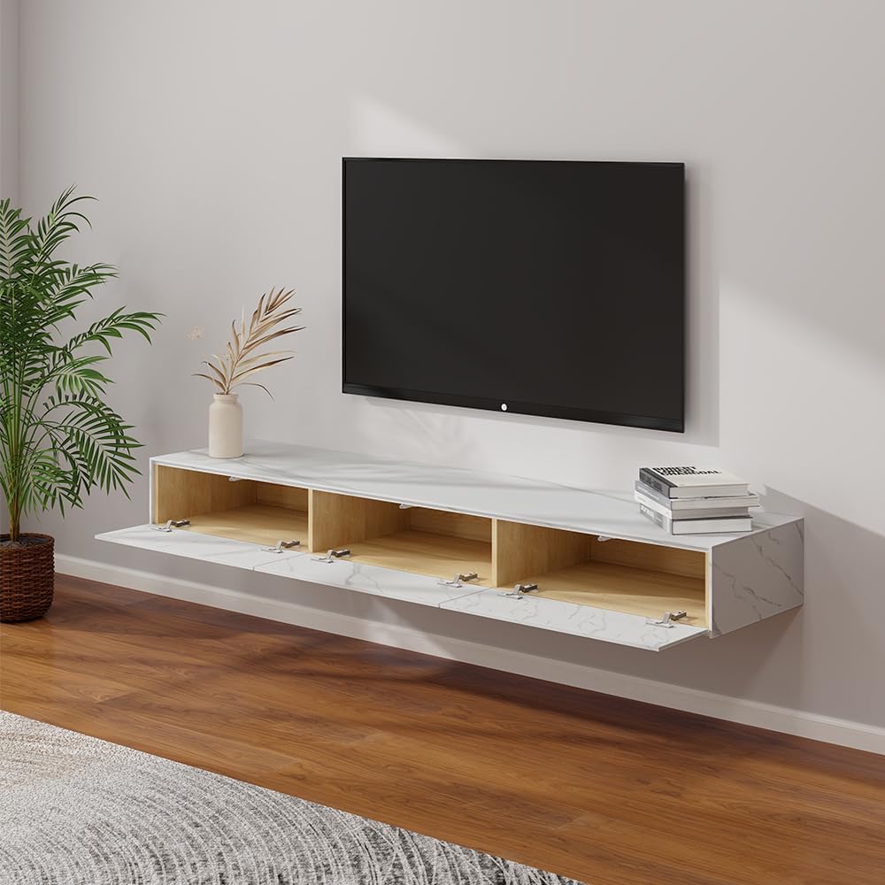 White 70.87 inch TV Stand with 3 Drawers H684046