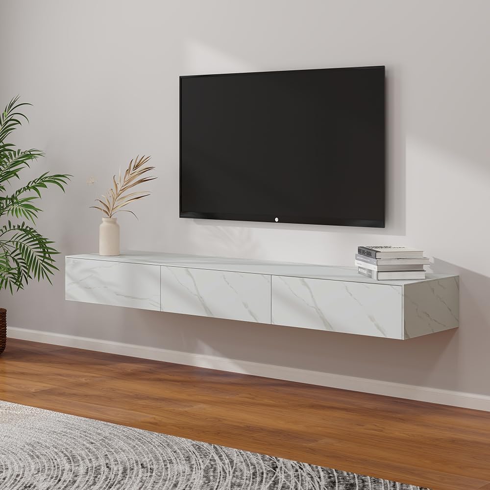 White 70.87 inch TV Stand with 3 Drawers H684046