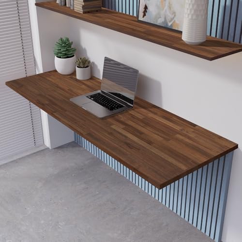 Solid Wood Table Top, Dark Walnut Stained Acacia Desktop, 1in. Thick E580625