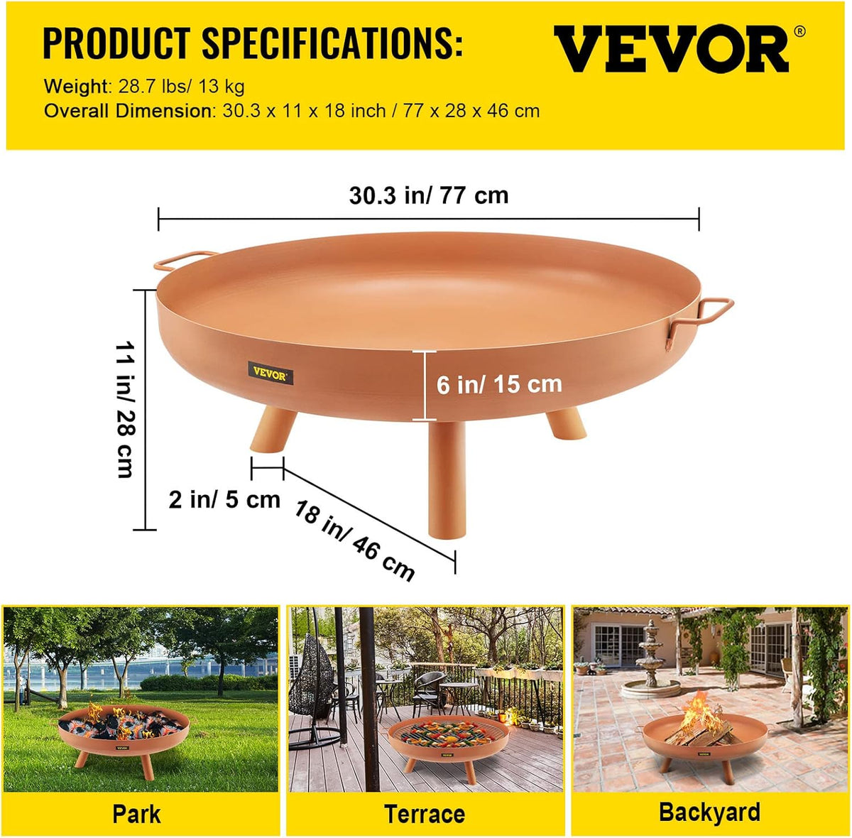 30-Inch Deep Round Carbon Steel Fire Pit Bowl R1766
