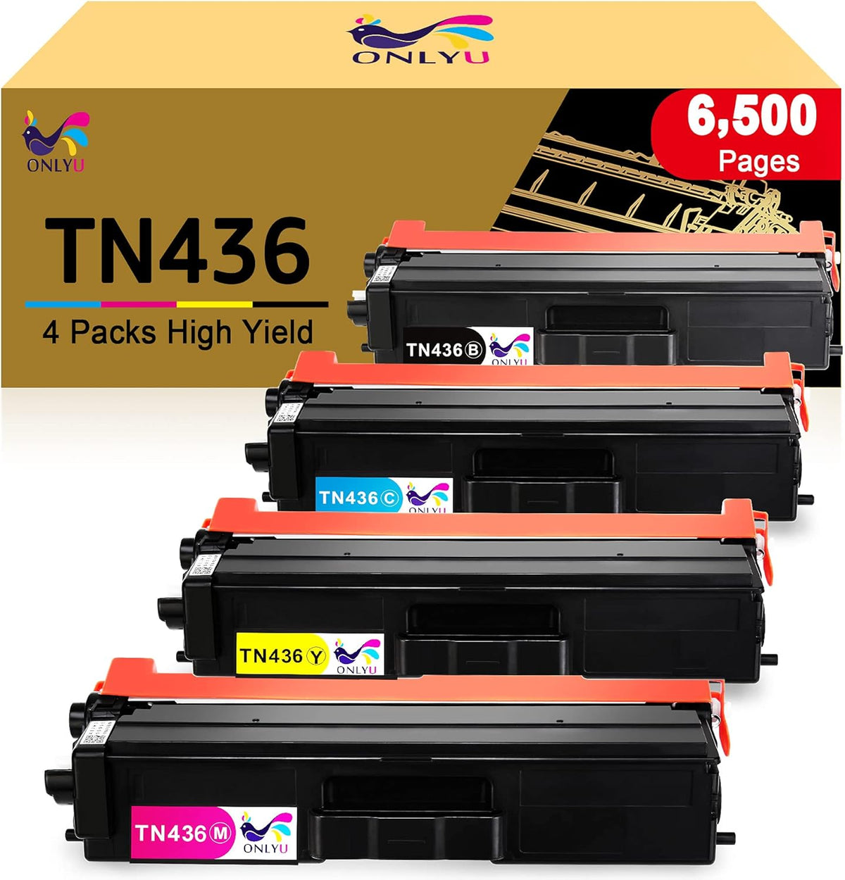 Compatible Toner Cartridge Replacement 1Black 1Cyan 1Magenta 1Yellow Y4871