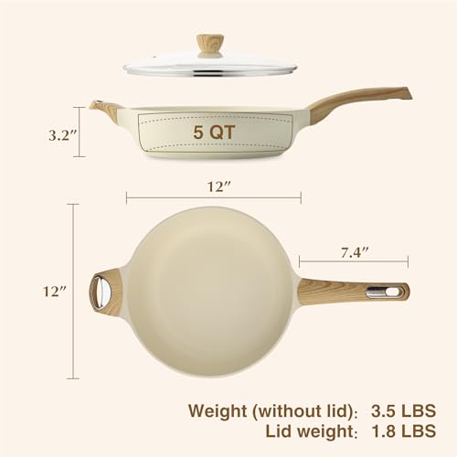 12 Inch Nonstick Deep Frying Pan with Lid Q2934