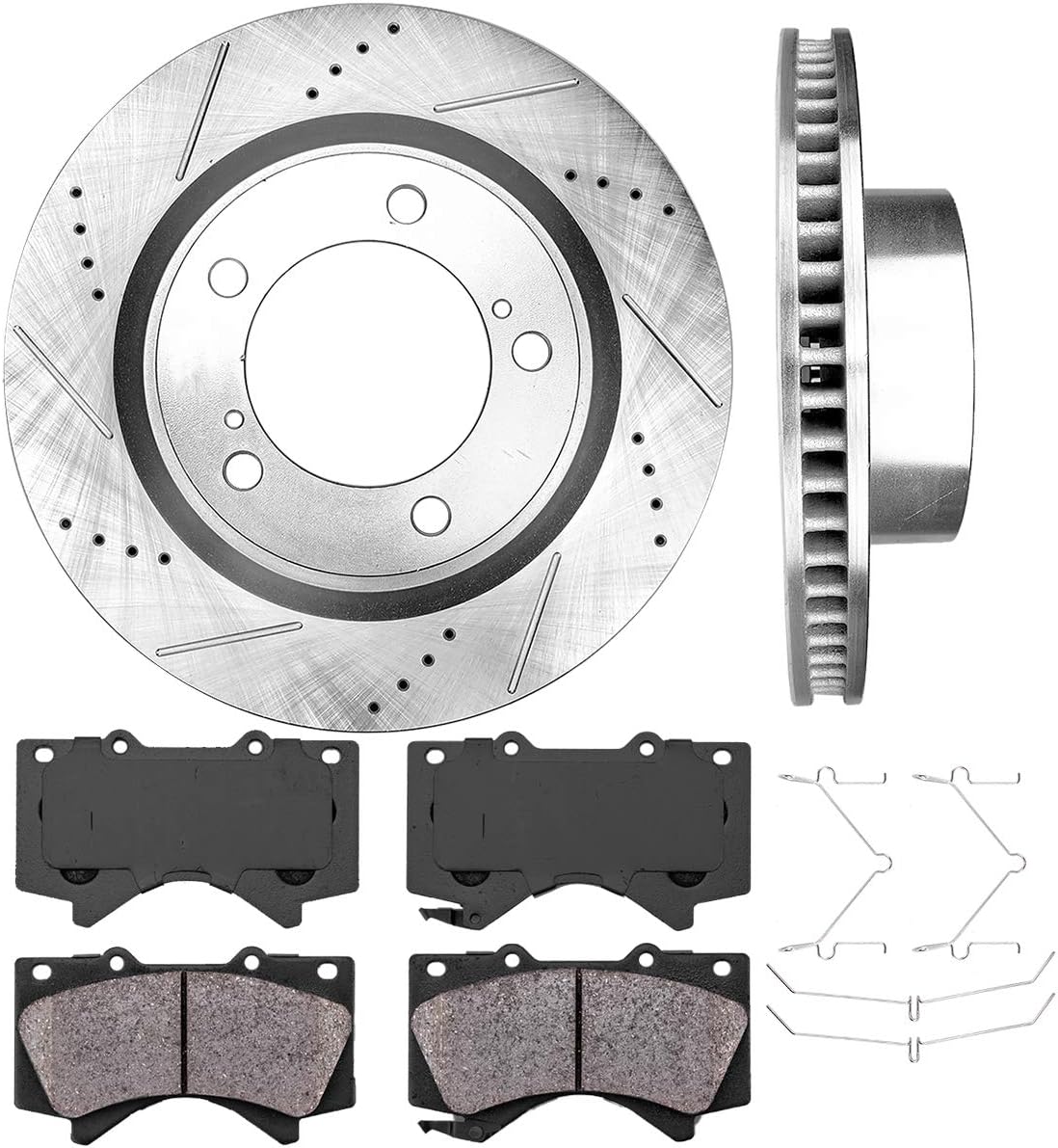 Brake Disc Rotors + Ceramic Pads + Clips V5239