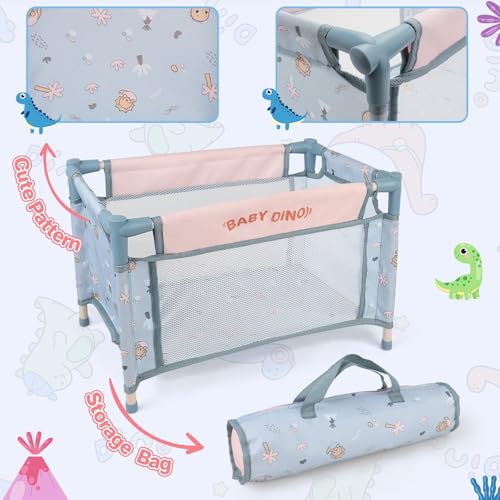 12 inch Doll Stroller Crib Bed Nursery Role Play Set with Play Mat and Travel Bag B625