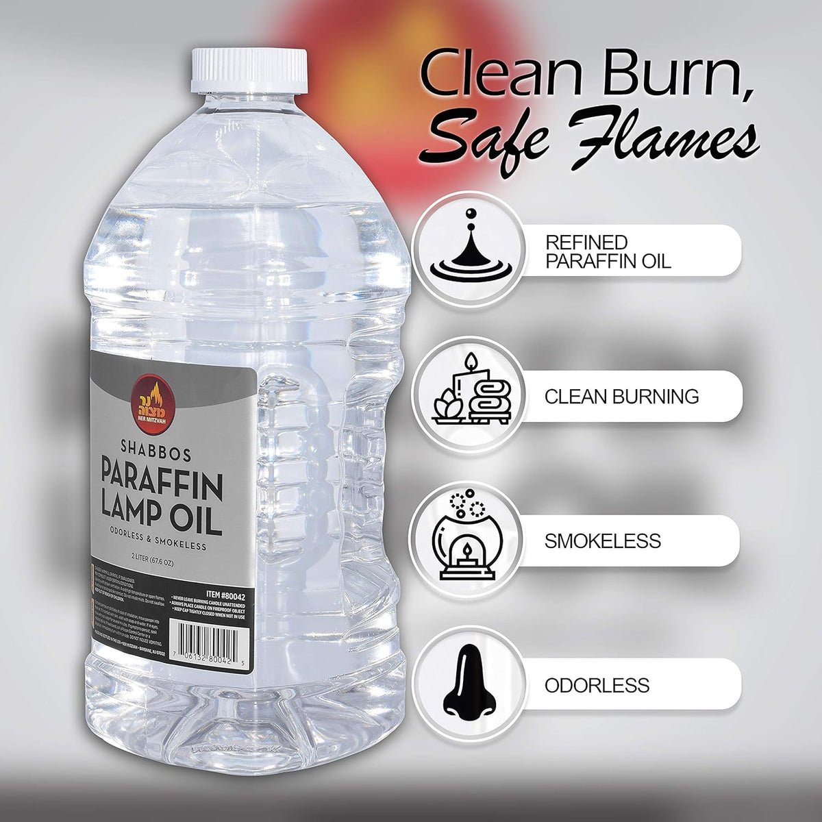 Clear Smokeless Odorless Paraffin Lamp Oil - 2 Liter (67.6 oz) F728