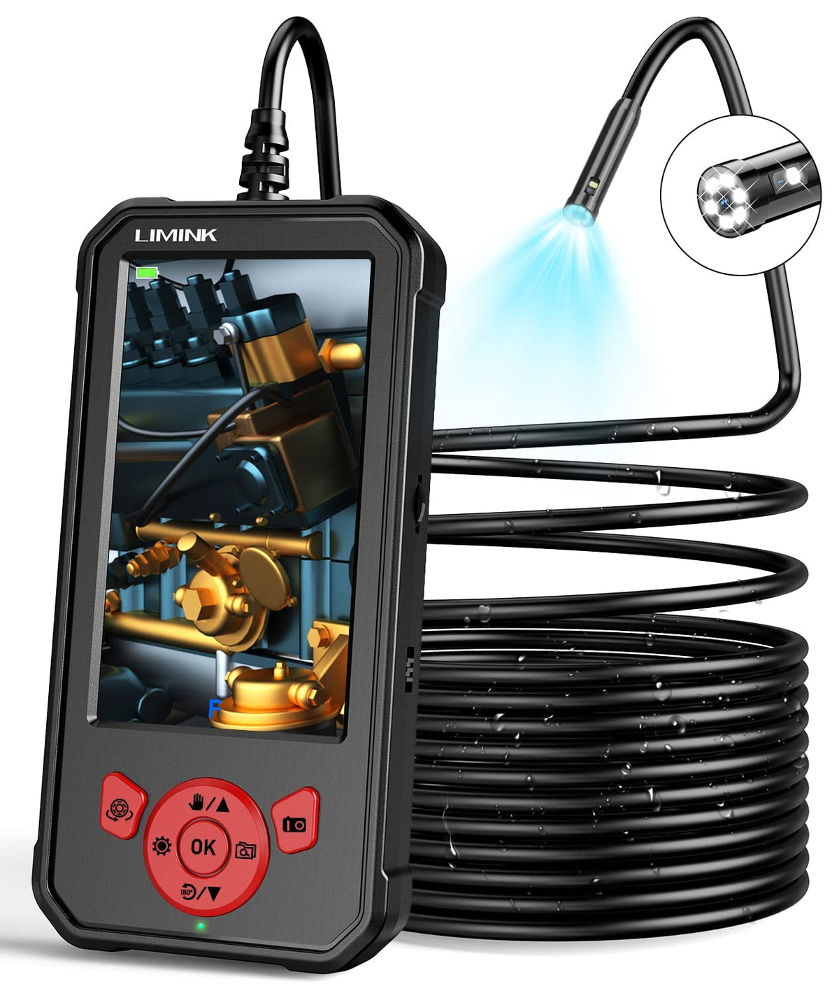 Dual Lens 1080P HD Borescope Endoscope Camera with 4.3' IPS Screen Q272940