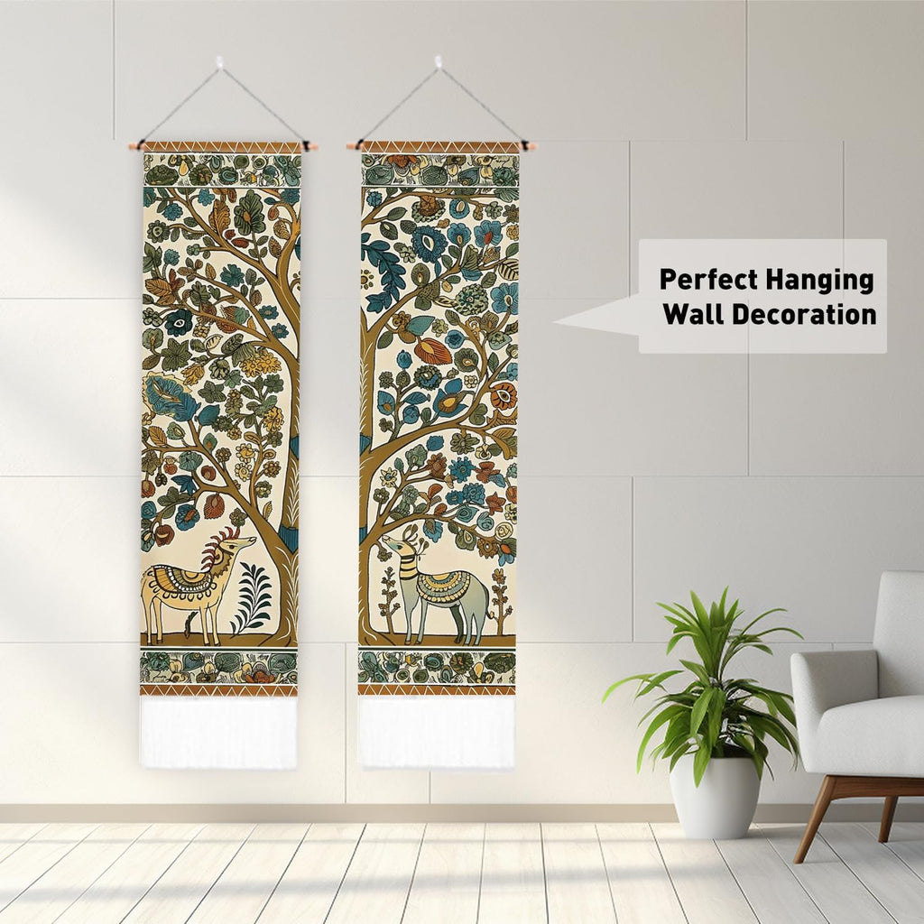 2 Pack Deer and Tree Tapestry with Tassels A1461