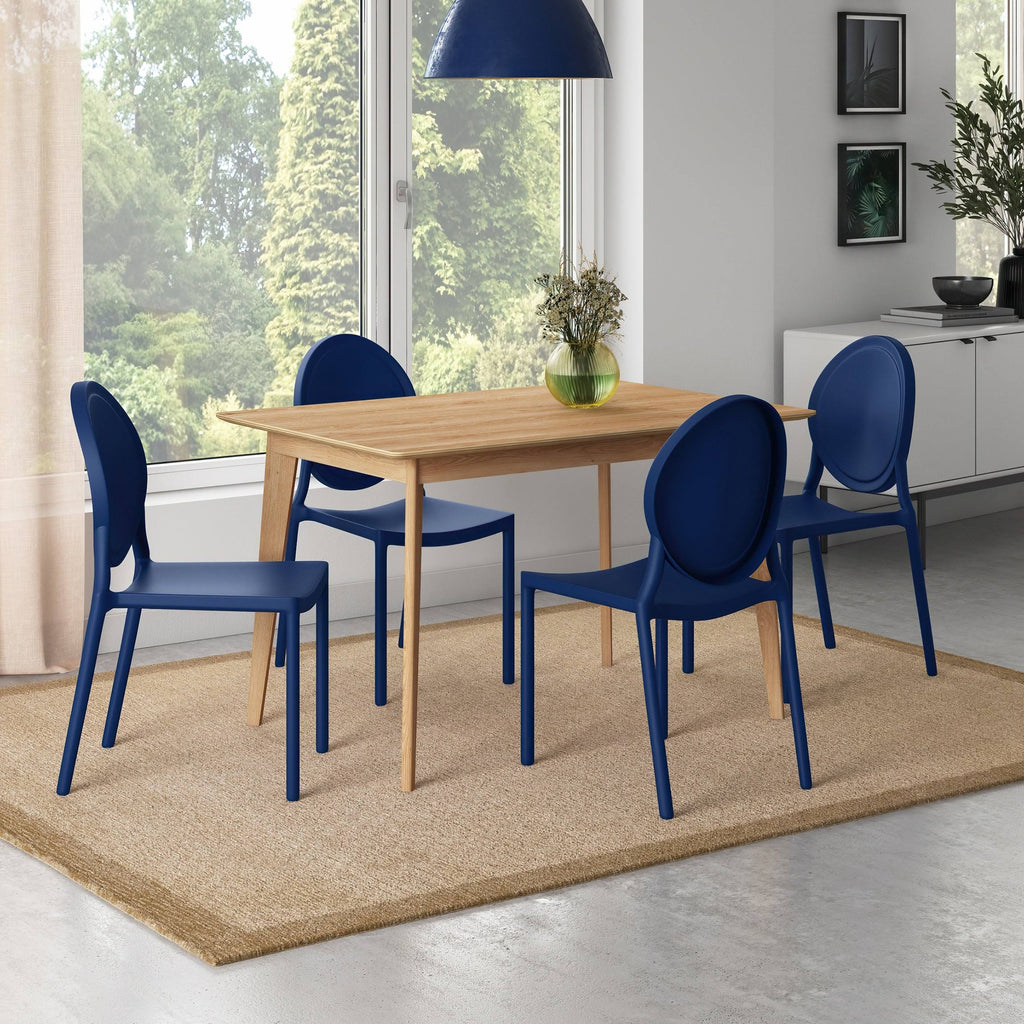 Set of 4 Matte Navy Blue Stackable Side Chairs R62215