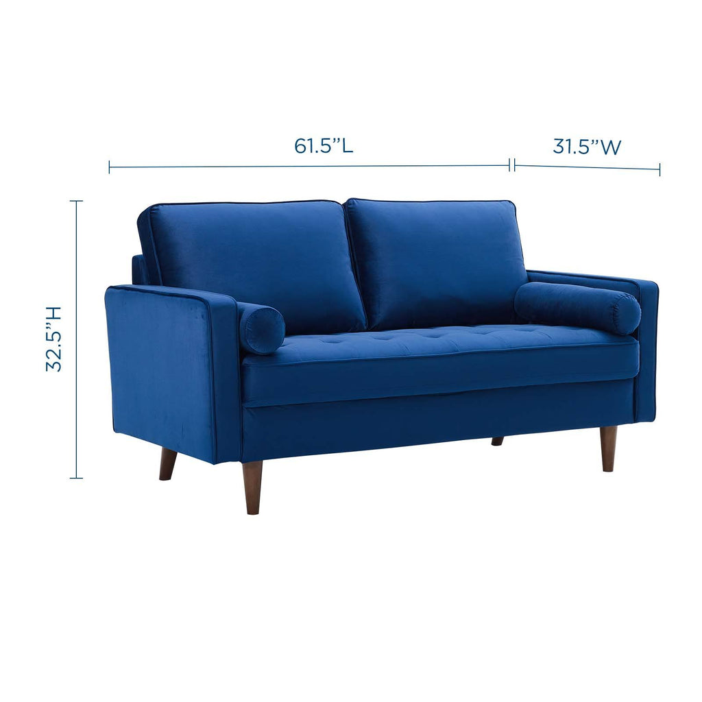 Navy Performance Velvet Loveseat Z8741
