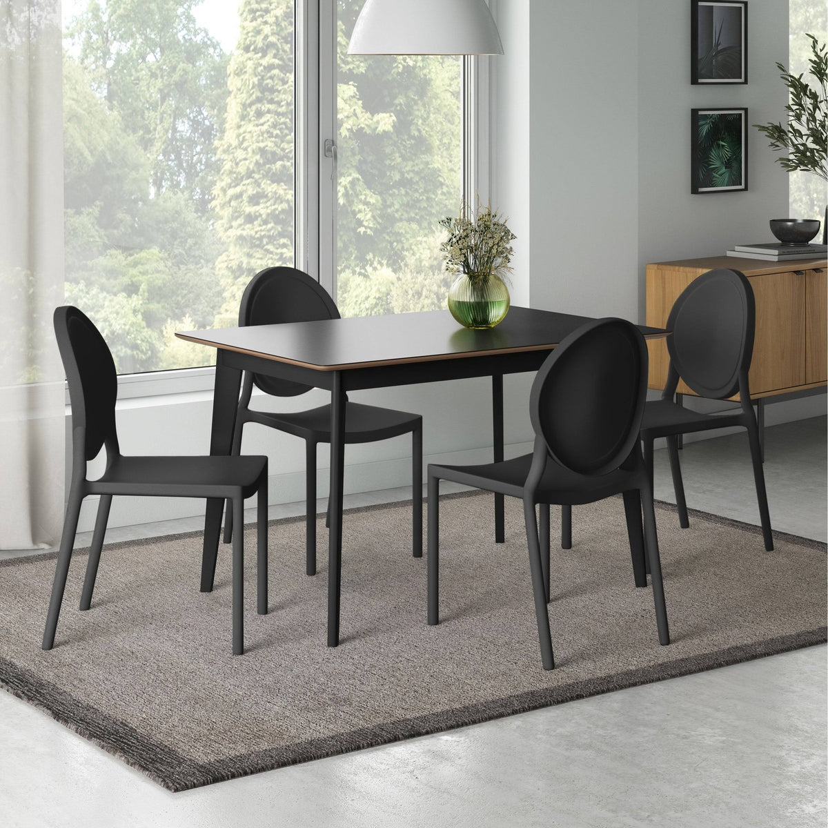 Set of 4 Matte Navy Blue Stackable Side Chairs R62215