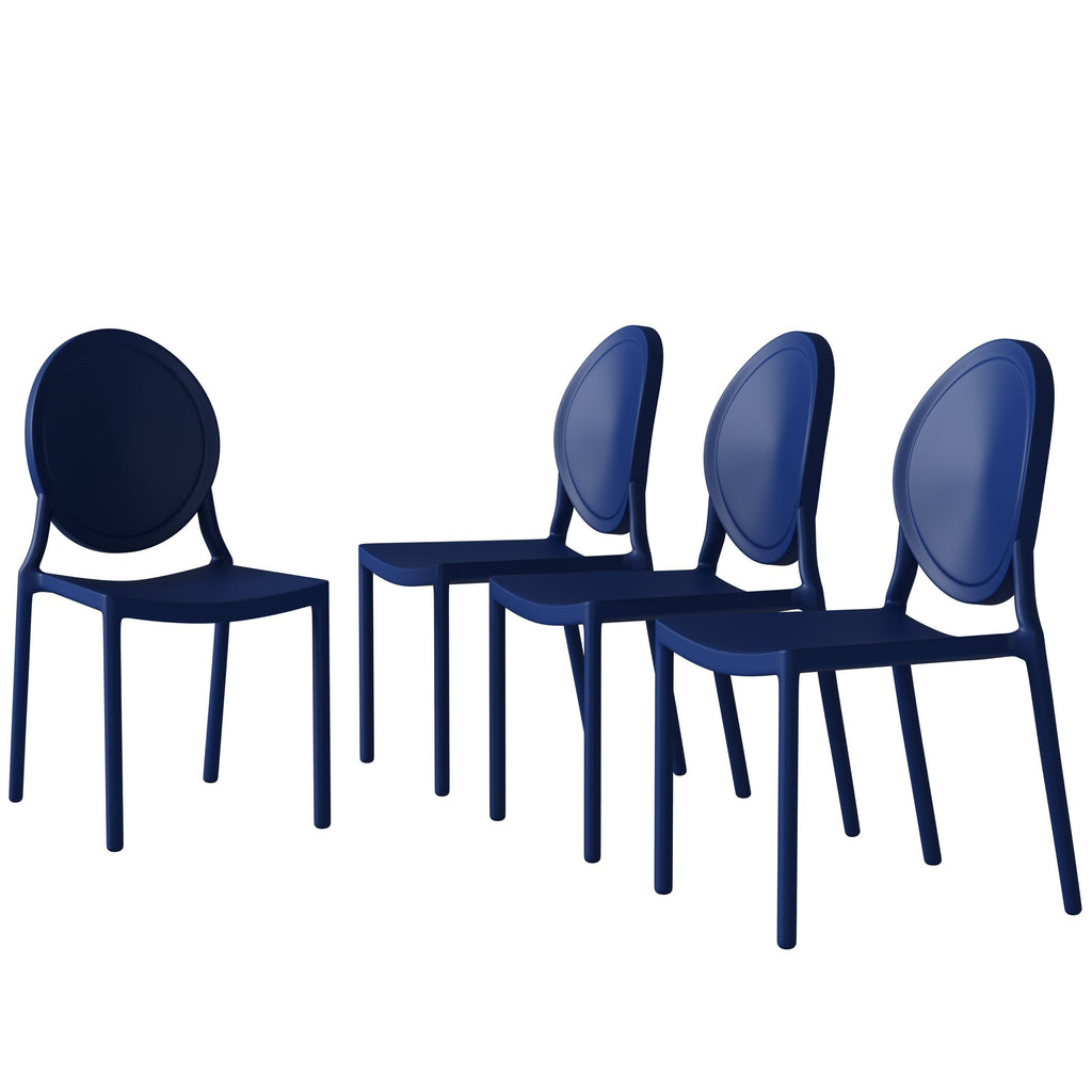 Set of 4 Matte Navy Blue Stackable Side Chairs R62215