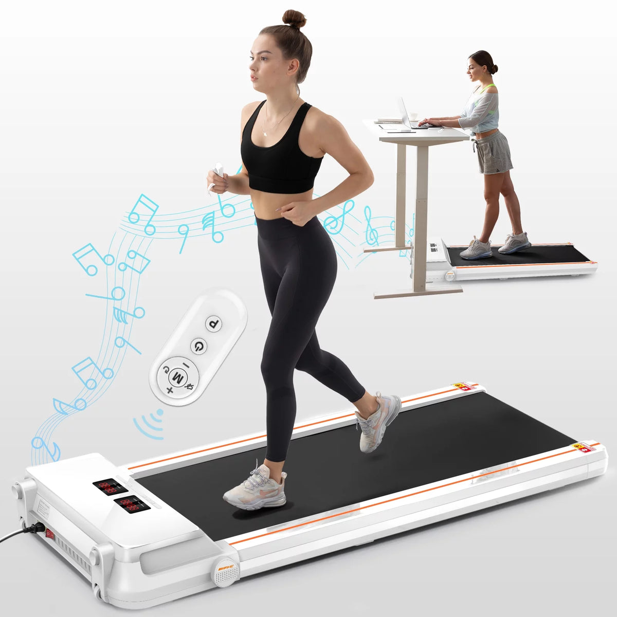 White Slim Under Desk Treadmill G453