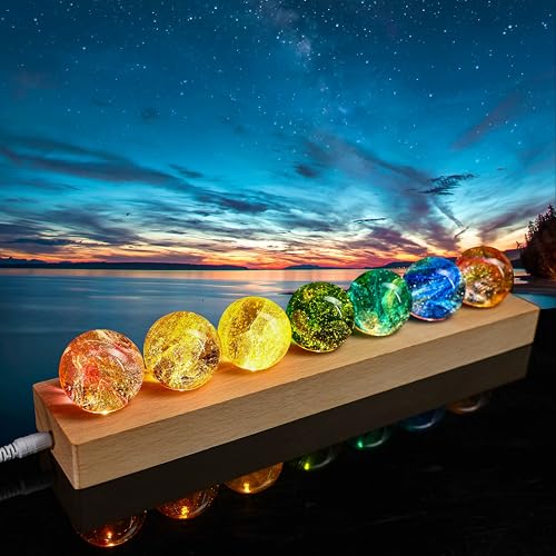 40mm Glass Ball Night Light with LED Wooden Base E9995